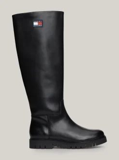 Kozaki|Botki*Tommy Hilfiger Skórzane Kozaki Do Kolan BLACK