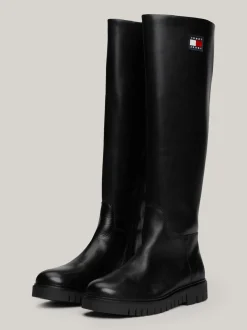 Kozaki|Botki*Tommy Hilfiger Skórzane Kozaki Do Kolan BLACK