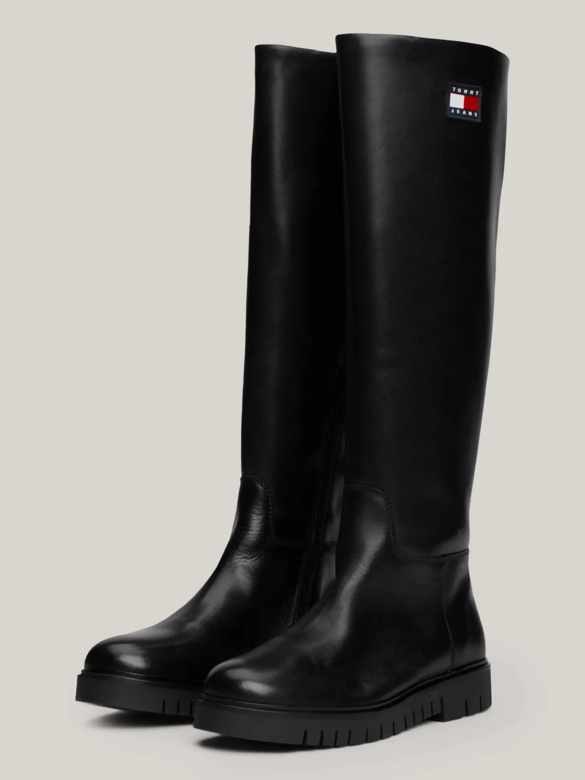 Kozaki|Botki*Tommy Hilfiger Skórzane Kozaki Do Kolan BLACK