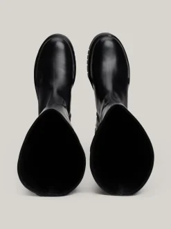 Kozaki|Botki*Tommy Hilfiger Skórzane Kozaki Do Kolan BLACK