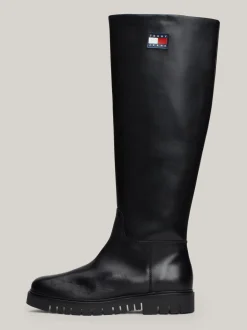 Kozaki|Botki*Tommy Hilfiger Skórzane Kozaki Do Kolan BLACK
