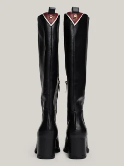 Kozaki|Botki*Tommy Hilfiger Skórzane Kozaki Do Kolan Z Monogramem TH BLACK