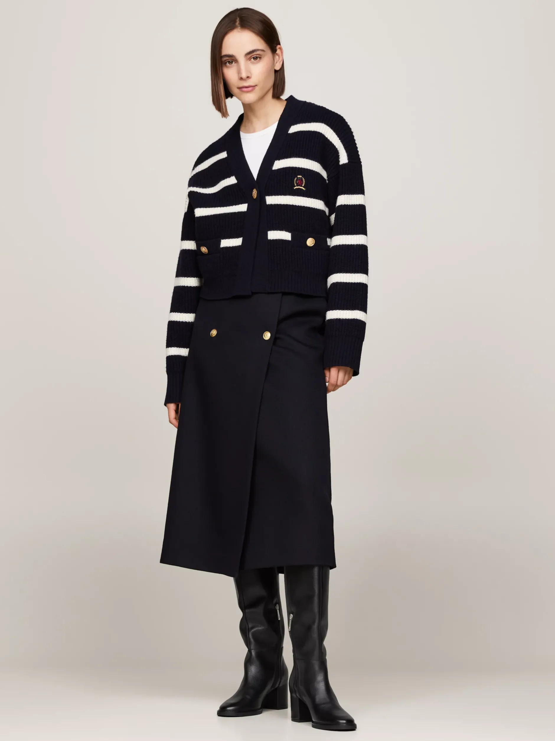 Kozaki|Botki*Tommy Hilfiger Skórzane Kozaki Do Kolan Z Monogramem TH BLACK