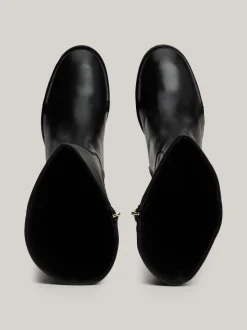 Kozaki|Botki*Tommy Hilfiger Skórzane Kozaki Na Wysokim Obcasie BLACK