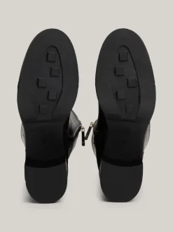 Kozaki|Botki*Tommy Hilfiger Skórzane Kozaki Na Wysokim Obcasie BLACK