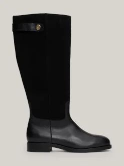 Kozaki|Botki*Tommy Hilfiger Skórzane Kozaki O Mieszanej Teksturze BLACK