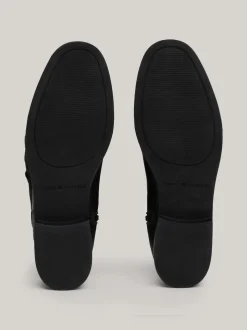 Kozaki|Botki*Tommy Hilfiger Skórzane Kozaki O Mieszanej Teksturze BLACK