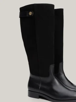 Kozaki|Botki*Tommy Hilfiger Skórzane Kozaki O Mieszanej Teksturze BLACK