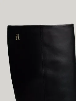 Kozaki|Botki*Tommy Hilfiger Skórzane Kozaki Z Kubańskim Obcasem BLACK