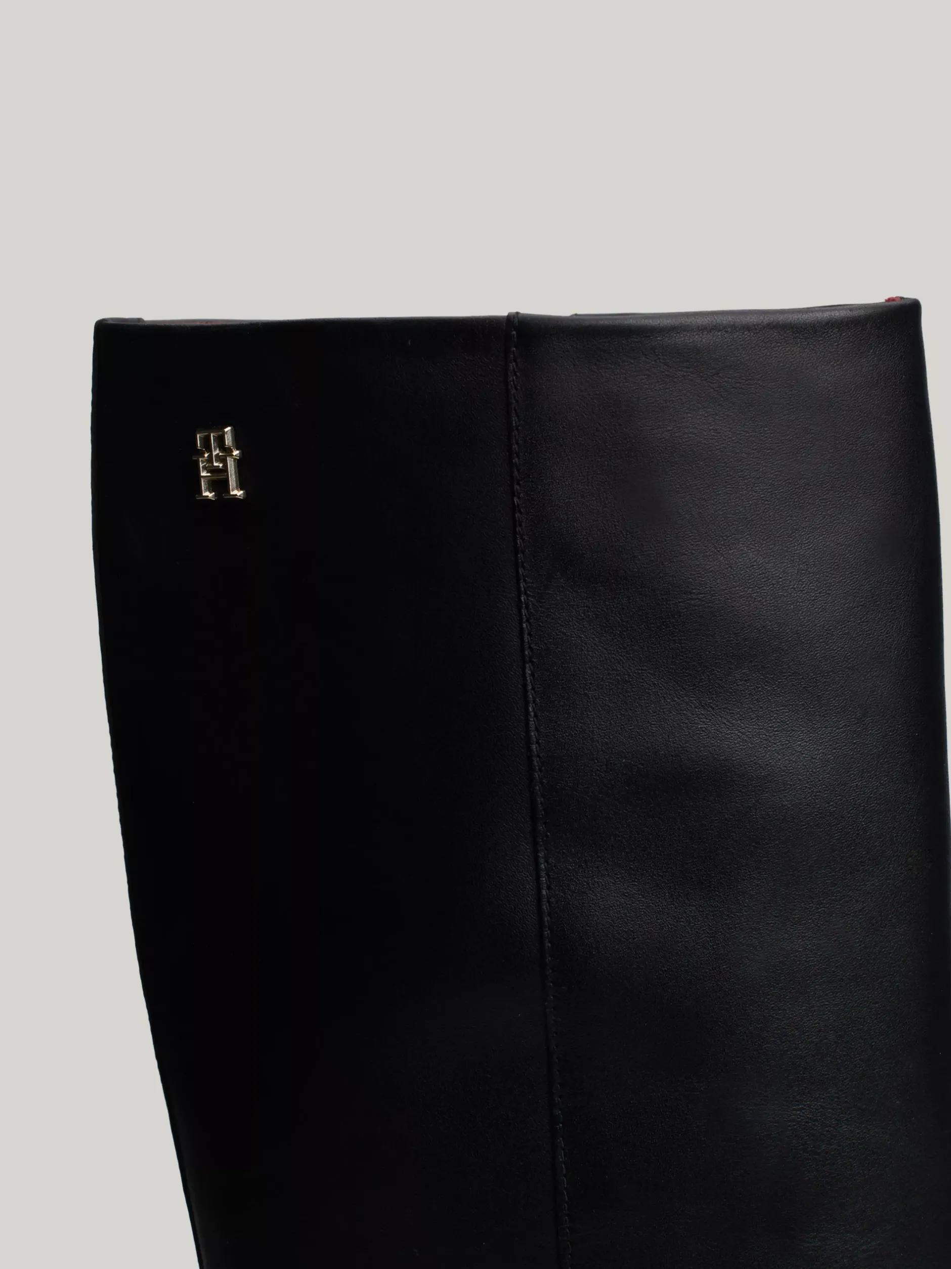 Kozaki|Botki*Tommy Hilfiger Skórzane Kozaki Z Kubańskim Obcasem BLACK