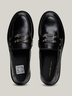 Mokasyny & Loafers|Płaskie Buty*Tommy Hilfiger Skórzane Loafersy Na Obcasie Klockowym BLACK