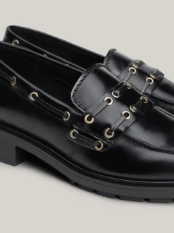 Mokasyny & Loafers|Płaskie Buty*Tommy Hilfiger Skórzane Loafersy Na Obcasie Klockowym BLACK