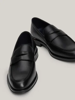 Buty Wizytowe|Mokasyny & Buty Żeglarskie*Tommy Hilfiger Skórzane Loafersy Z Sygnowaną Tasiemką BLACK