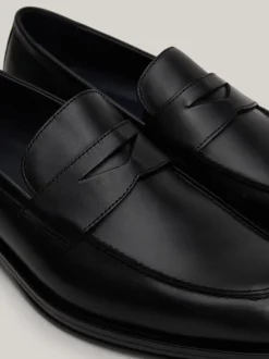 Buty Wizytowe|Mokasyny & Buty Żeglarskie*Tommy Hilfiger Skórzane Loafersy Z Sygnowaną Tasiemką BLACK