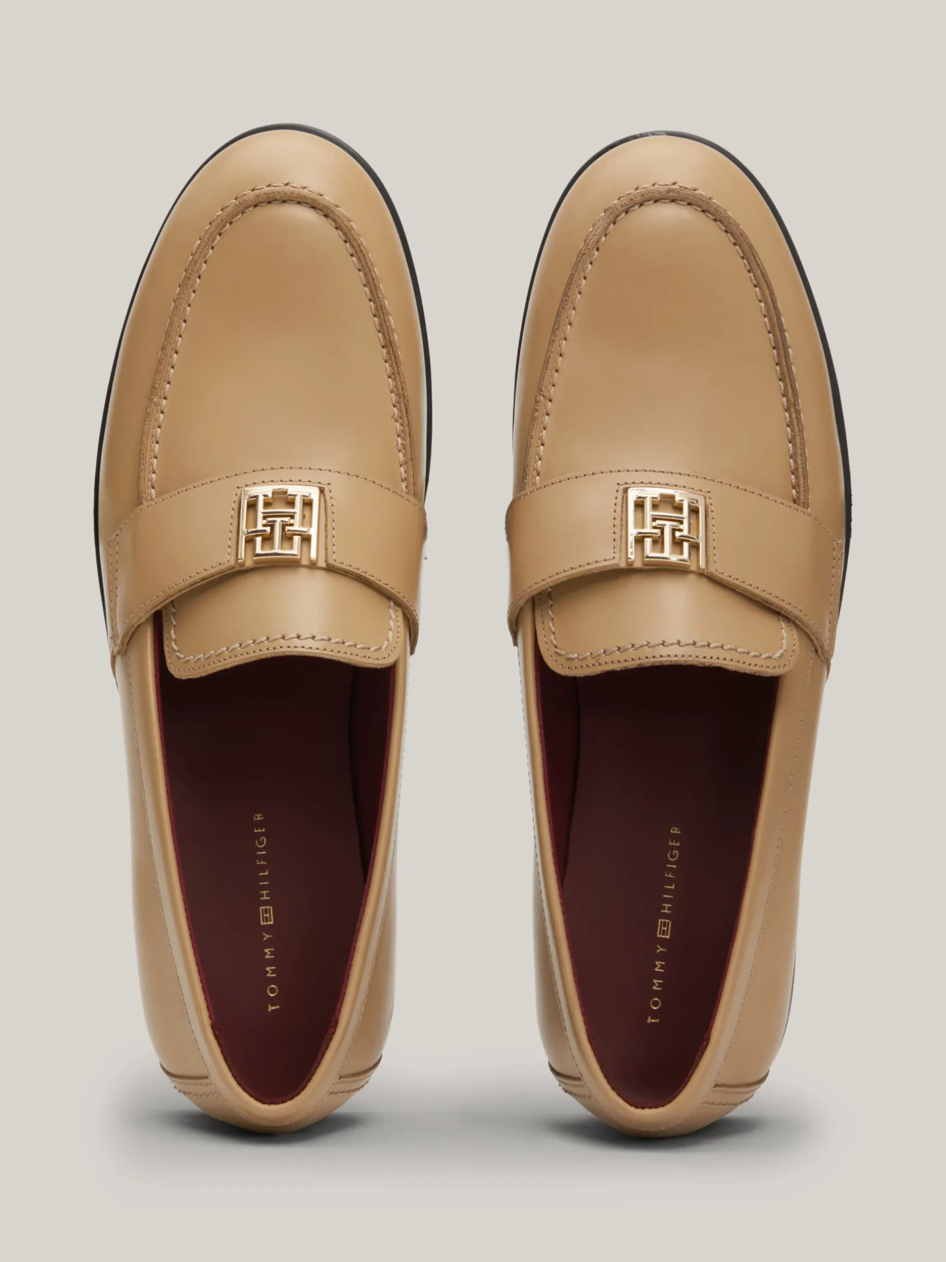 Mokasyny & Loafers|Płaskie Buty*Tommy Hilfiger Skórzane Mokasyny Elevated CLASSIC KHAKI