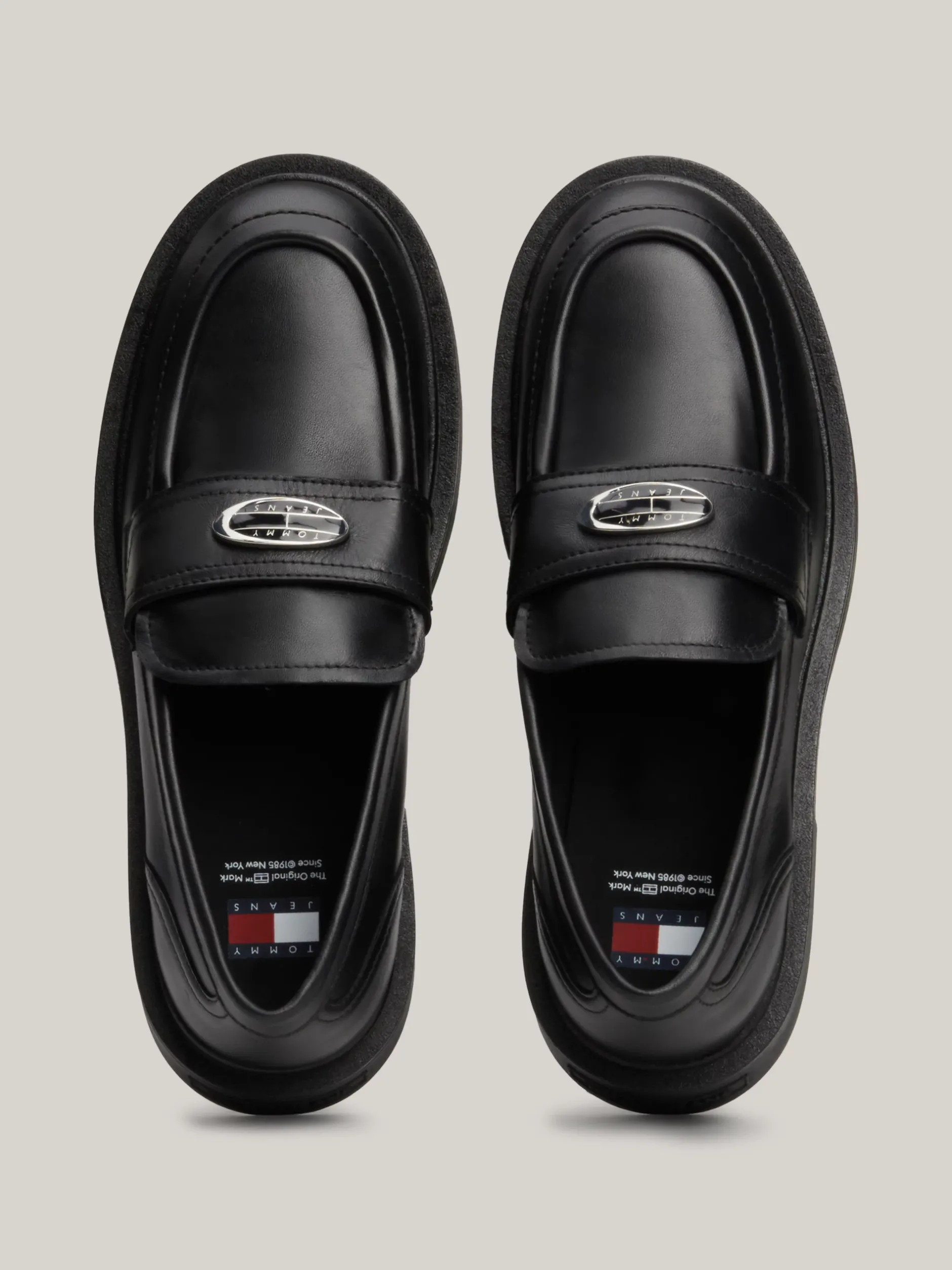 Mokasyny & Loafers|Płaskie Buty*Tommy Hilfiger Skórzane Mokasyny Na Grubej Podeszwie BLACK