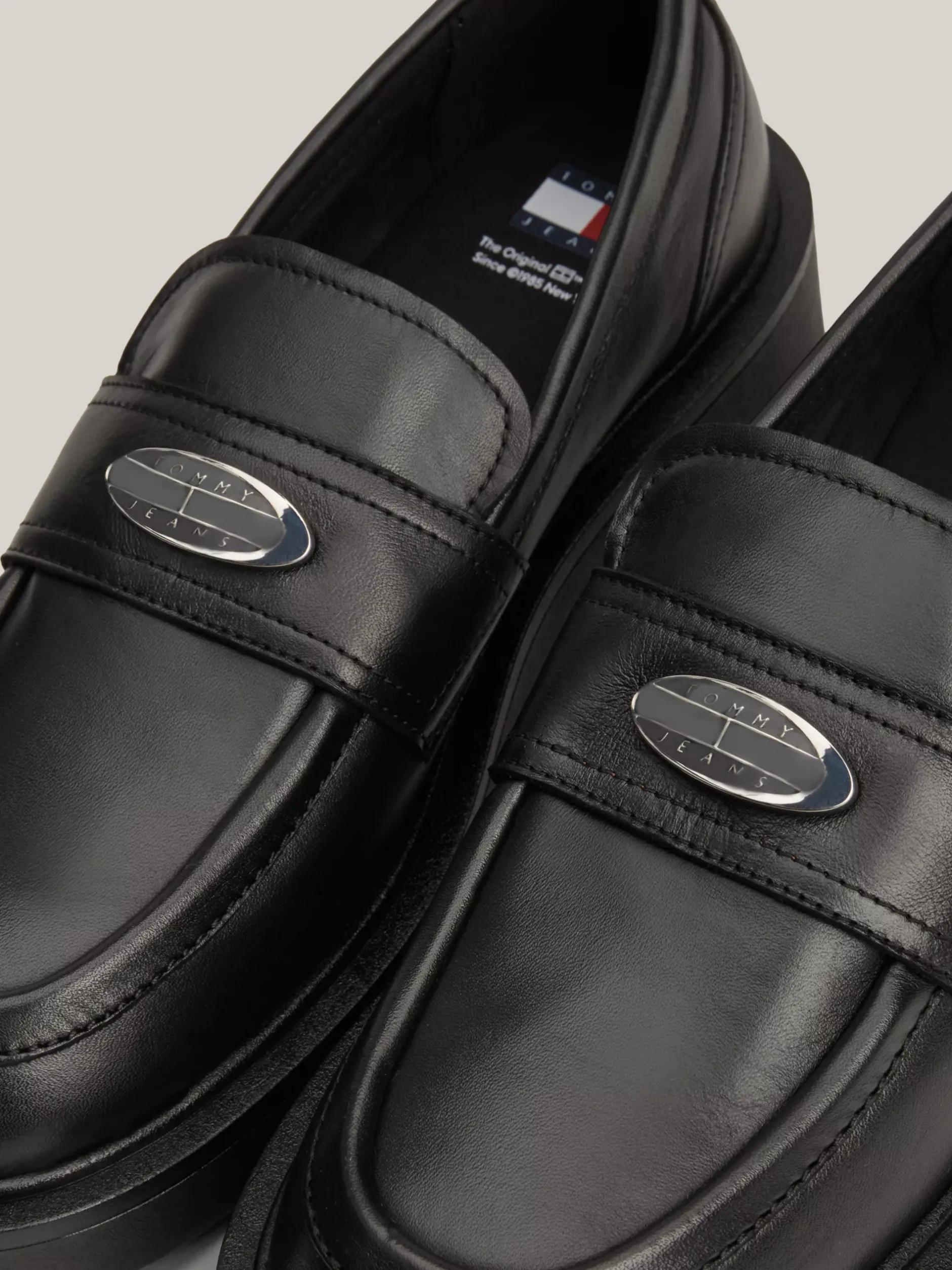 Mokasyny & Loafers|Płaskie Buty*Tommy Hilfiger Skórzane Mokasyny Na Grubej Podeszwie BLACK