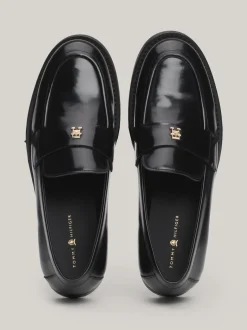Mokasyny & Loafers|Płaskie Buty*Tommy Hilfiger Skórzane Mokasyny TH Monogram BLACK