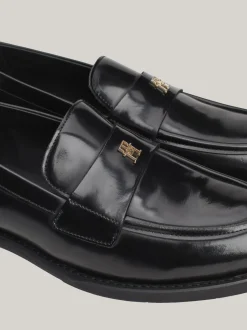 Mokasyny & Loafers|Płaskie Buty*Tommy Hilfiger Skórzane Mokasyny TH Monogram BLACK