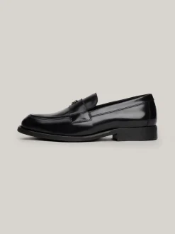 Mokasyny & Loafers|Płaskie Buty*Tommy Hilfiger Skórzane Mokasyny TH Monogram BLACK