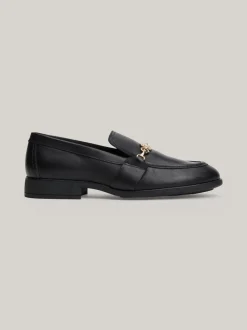 Mokasyny & Loafers|Płaskie Buty*Tommy Hilfiger Skórzane Mokasyny Z łańcuszkiem BLACK
