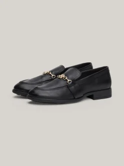 Mokasyny & Loafers|Płaskie Buty*Tommy Hilfiger Skórzane Mokasyny Z łańcuszkiem BLACK