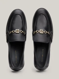 Mokasyny & Loafers|Płaskie Buty*Tommy Hilfiger Skórzane Mokasyny Z łańcuszkiem BLACK