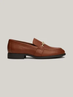 Mokasyny & Loafers|Płaskie Buty*Tommy Hilfiger Skórzane Mokasyny Z łańcuszkiem COGNAC BROWN
