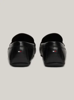 Mokasyny & Buty Żeglarskie|Buty Casual*Tommy Hilfiger Skórzane Mokasyny Z Gumowaną Flagą BLACK