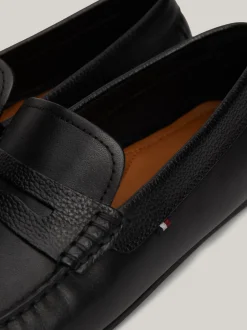 Mokasyny & Buty Żeglarskie|Buty Casual*Tommy Hilfiger Skórzane Mokasyny Z Gumowaną Flagą BLACK