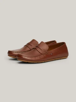 Mokasyny & Buty Żeglarskie|Buty Casual*Tommy Hilfiger Skórzane Mokasyny Z Gumowaną Flagą WINTER COGNAC