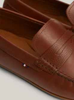 Mokasyny & Buty Żeglarskie|Buty Casual*Tommy Hilfiger Skórzane Mokasyny Z Gumowaną Flagą WINTER COGNAC