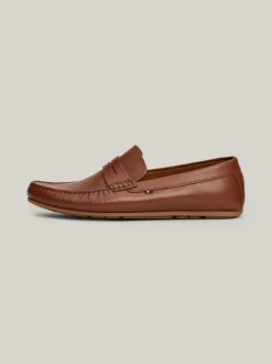 Mokasyny & Buty Żeglarskie|Buty Casual*Tommy Hilfiger Skórzane Mokasyny Z Gumowaną Flagą WINTER COGNAC