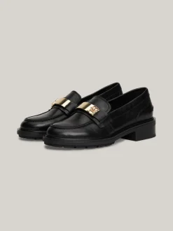 Mokasyny & Loafers|Płaskie Buty*Tommy Hilfiger Skórzane Mokasyny Z Monogramem TH BLACK