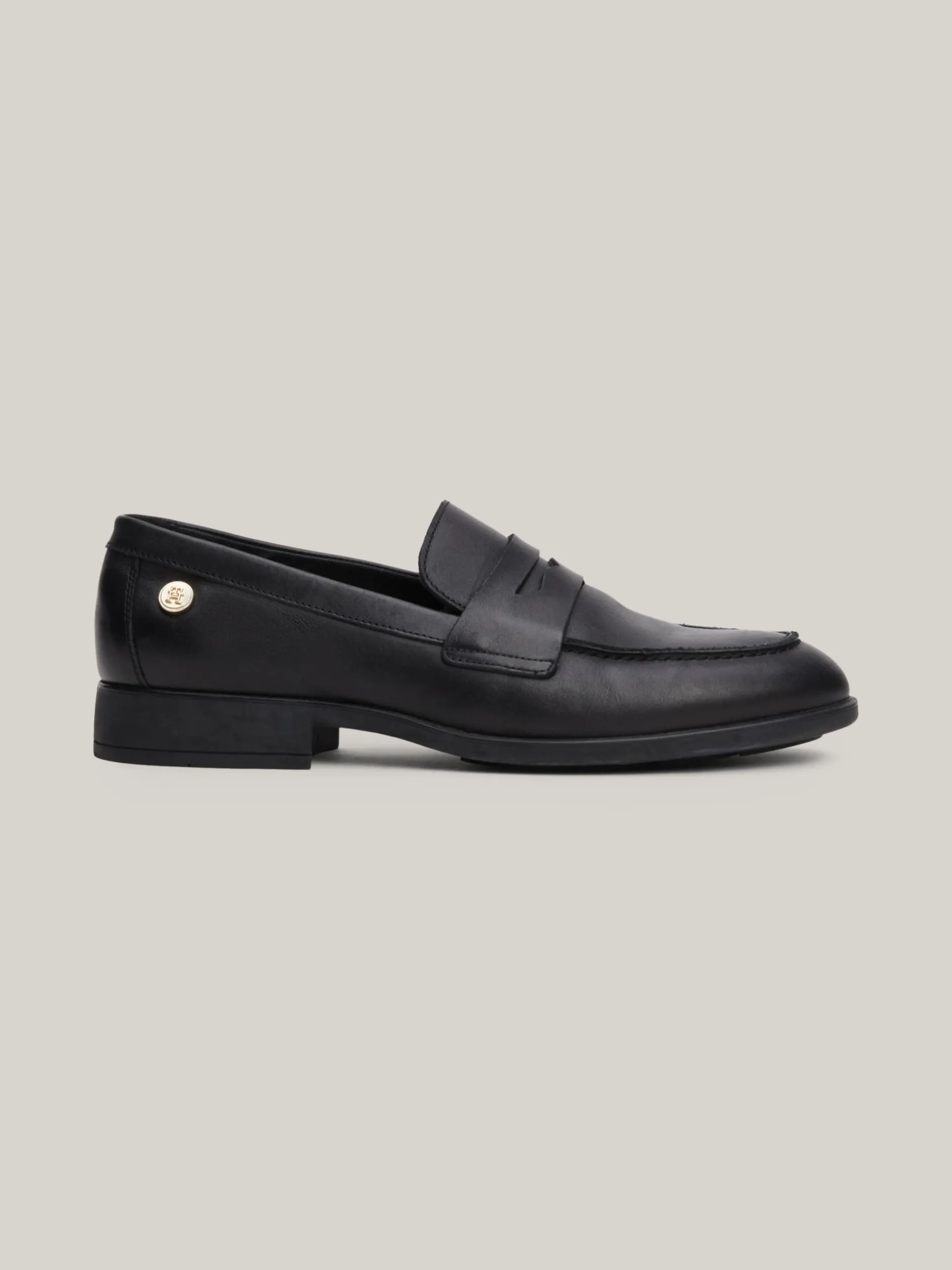 Mokasyny & Loafers|Płaskie Buty*Tommy Hilfiger Skórzane Mokasyny Z Plakietką BLACK