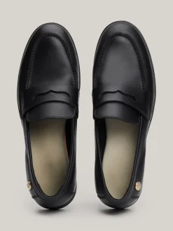 Mokasyny & Loafers|Płaskie Buty*Tommy Hilfiger Skórzane Mokasyny Z Plakietką BLACK