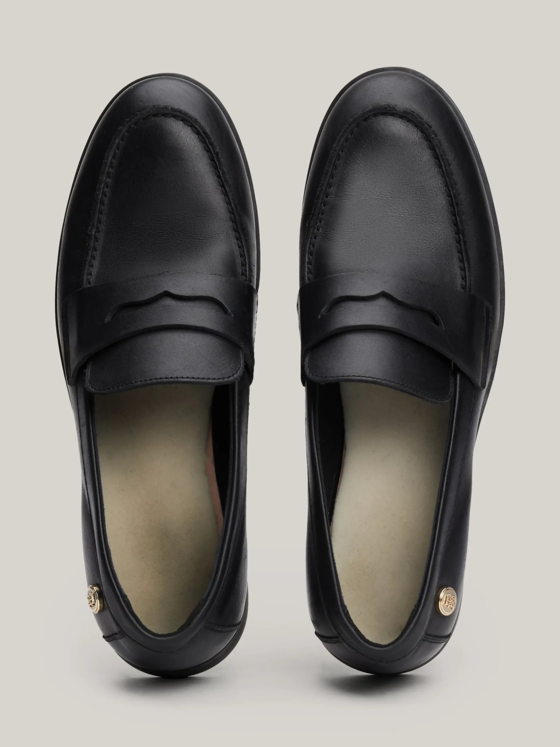 Mokasyny & Loafers|Płaskie Buty*Tommy Hilfiger Skórzane Mokasyny Z Plakietką BLACK