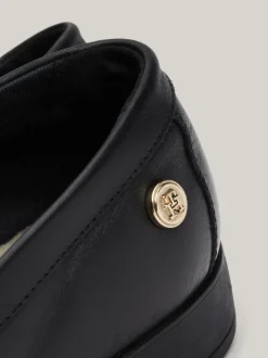 Mokasyny & Loafers|Płaskie Buty*Tommy Hilfiger Skórzane Mokasyny Z Plakietką BLACK
