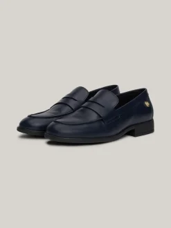 Mokasyny & Loafers|Płaskie Buty*Tommy Hilfiger Skórzane Mokasyny Z Plakietką SPACE BLUE