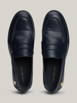 Mokasyny & Loafers|Płaskie Buty*Tommy Hilfiger Skórzane Mokasyny Z Plakietką SPACE BLUE