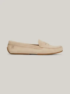 Mokasyny & Loafers|Płaskie Buty*Tommy Hilfiger Skórzane Mokasyny Z Plakietką Z Monogramem TH BEIGE