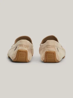 Mokasyny & Loafers|Płaskie Buty*Tommy Hilfiger Skórzane Mokasyny Z Plakietką Z Monogramem TH BEIGE