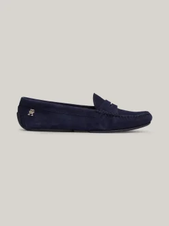 Mokasyny & Loafers|Płaskie Buty*Tommy Hilfiger Skórzane Mokasyny Z Plakietką Z Monogramem TH SPACE BLUE
