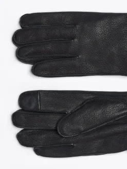Czapki I Szaliki*Tommy Hilfiger Skórzane Rękawiczki Corporate BLACK
