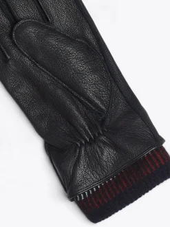 Czapki I Szaliki*Tommy Hilfiger Skórzane Rękawiczki Corporate BLACK