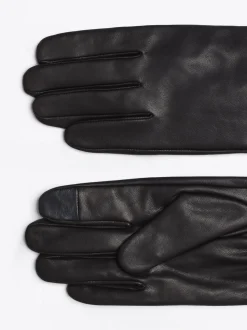Czapki I Szaliki*Tommy Hilfiger Skórzane Rękawiczki Essential Z Flagą BLACK