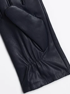 Czapki I Szaliki*Tommy Hilfiger Skórzane Rękawiczki Essential Z Flagą SPACE BLUE