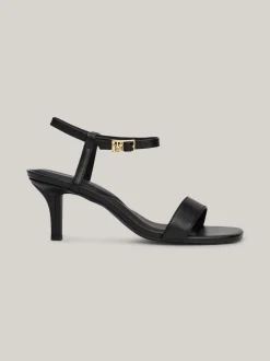Sandały*Tommy Hilfiger Skórzane Sandały Na Kaczuszce TH Monogram BLACK