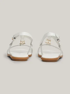 Sandały*Tommy Hilfiger Skórzane Sandały Z Monogramem TH ECRU