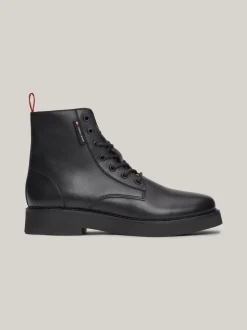 Sznurowane Botki|Botki*Tommy Hilfiger Skórzane Sznurowane Botki BLACK